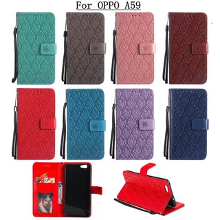 Bao da họa tiết hoa lá có dây đeo tay cho oppo a59/f1s
