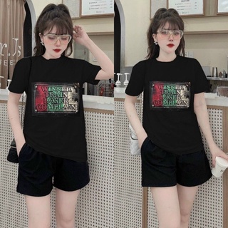 Sét bộ thun cotton in chữ nổi kèm ảnh chụp thật phom bình thường