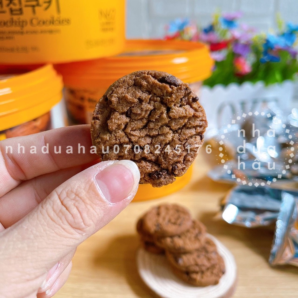 Bánh qui Hàn Quốc 3vị sô cô la chip/ bơ sữa dừa/ bơ truyền thống xô lớn 400g