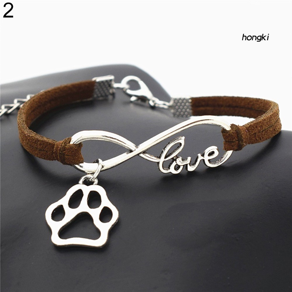 INFINITY HANDMADE Vòng Tay Da Mặt Vô Cực Phối Chữ Love Cho Nam Và Nữ