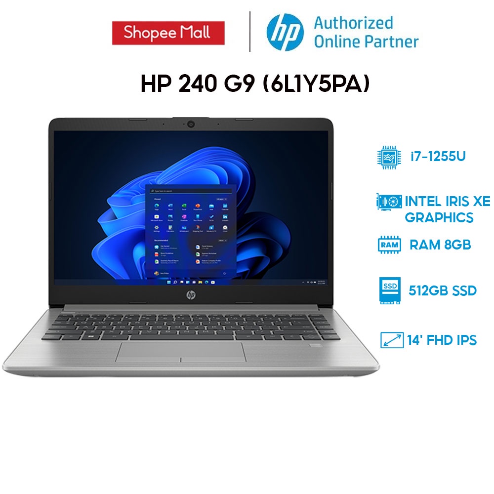Laptop HP 240 G9 6L1Y5PA i7-1255U | 8GB | 512GB | 14' FHD | Win 11