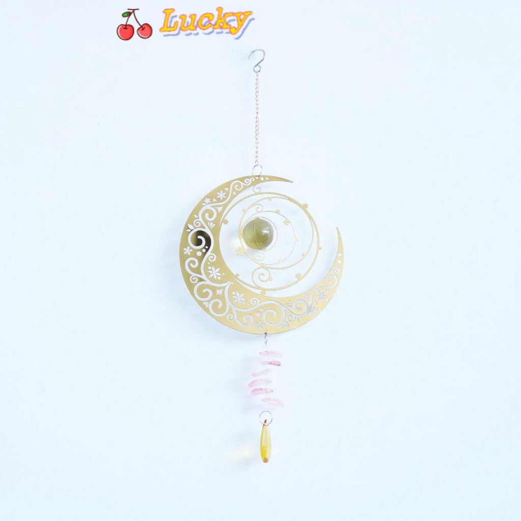 LUCKY Crafts Gift Wind Chimes Garden Rotating Wind Spinner Moon and|Art Decor Outdoor Patio Indoor 360 Degrees Metal/Multicolor