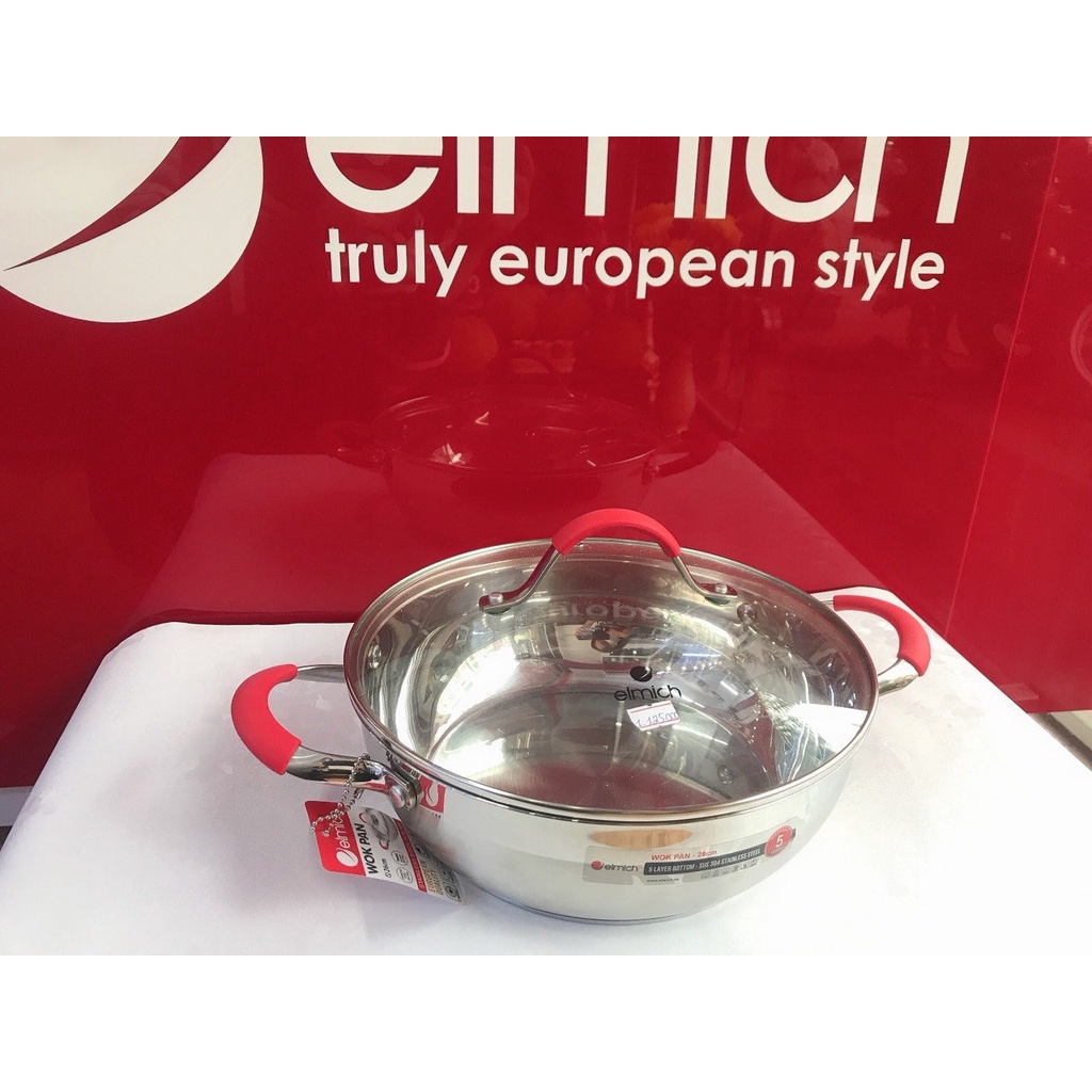 Chảo Xào Inox 304 đáy liền nguyên khôi ELMICH Trimax EL3797 28cm/3798 30cm 26CM 6687, 28CM 5789