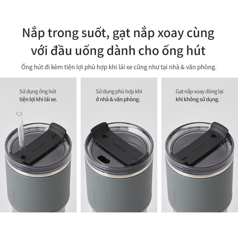 Bình giữ nhiệt Lock&Lock Metro Drive 650ml 3 màu sang trọng kèm ống hút LHC4277S - BABYHOPSG