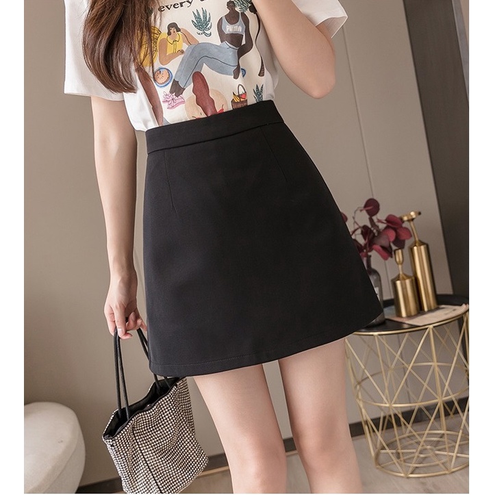 Chân váy chữ A nữ trắng đen basic cao cấp hàn quốc kute công sở dễ thương giá rẻ.