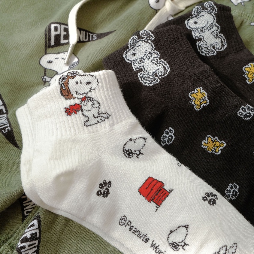 SNOOPY PATTERN ANKLE - Tất vớ thấp cổ unisex nhân vật hoạt hình chú chó Snoopy, bản quyền Peanuts, nhập khẩu Hàn Quốc