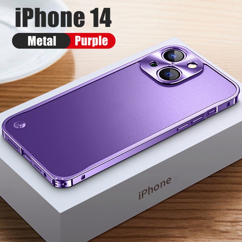 Ốp Điện Thoại Bằng Nhôm Mặt Nhám Trong Mờ Viền Kim Loại Sang Trọng Cho iPhone 14 Pro Max 14 Plus