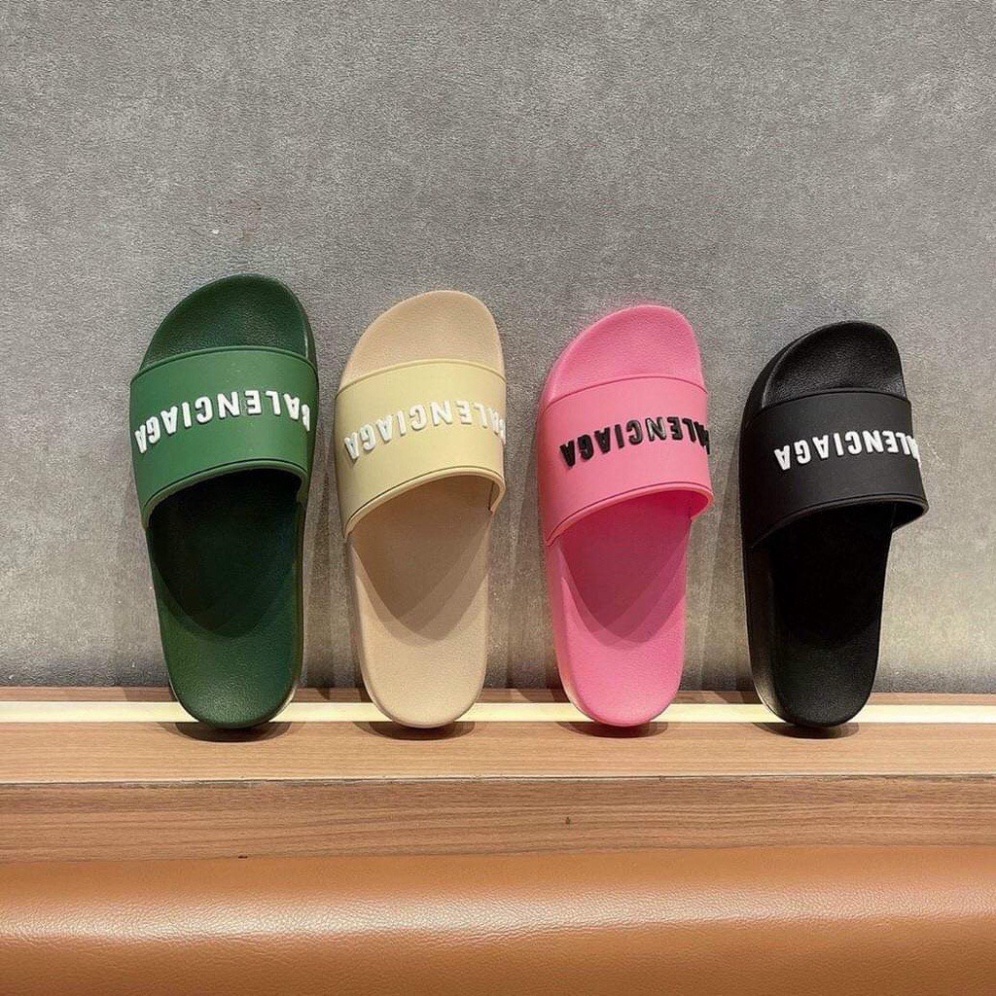 Dép BALENCIIGA nam nữ đẹp CAO CẤP quai ngang màu hồng trắng thời trang sành điệu, Dép lê xỏ ngón thể thao đế cao đúc D2