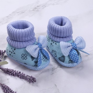 ◕Ω◕Giày bốt chống trượt sang trọng cho bé dành cho trẻ em Tất đế nơ buộc dây
