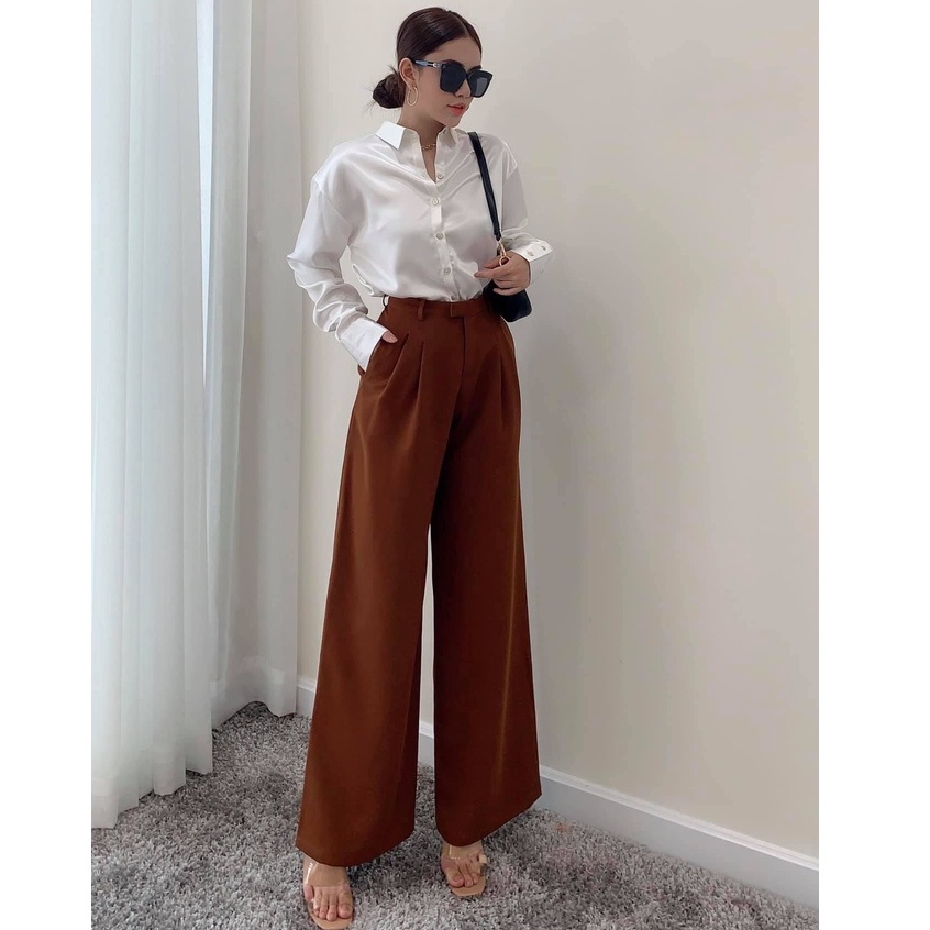 [Mã FATOP12 giảm 30K đơn 150K] Áo sơ mi lụa tay dài nữ Emilyshop ulzzang (T)