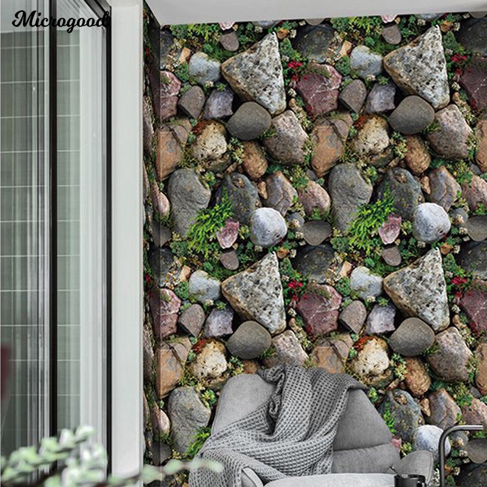 🌠🌠3D Stone Rock Grass Wallpaper TV Background Living Room Cafe Sticker