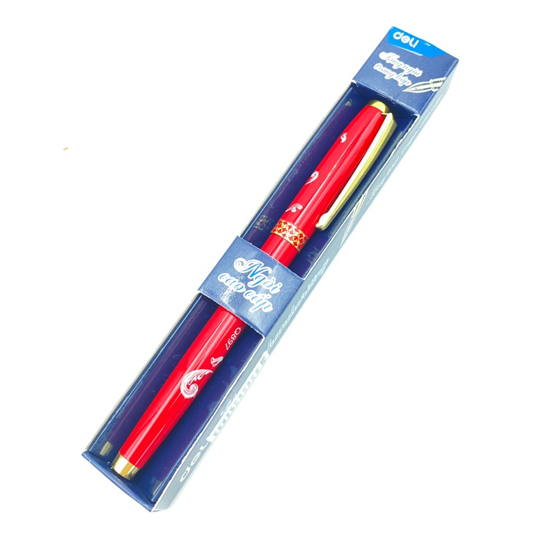 Bút máy luyện chữ đẹp học sinh nét thanh đậm ngòi mài cao cấp Deli Q897 viết êm - Tặng kèm 1 ngòi thay thế CQ897