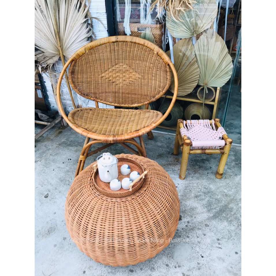 Combo Các Loại Ghế Mây Và Đôn Mây Dùng Để Ngồi Thư Giản Dành Cho Trẻ Em Và Người Lớn - Trang Trí Phòng Và Phòng Đọc Sách