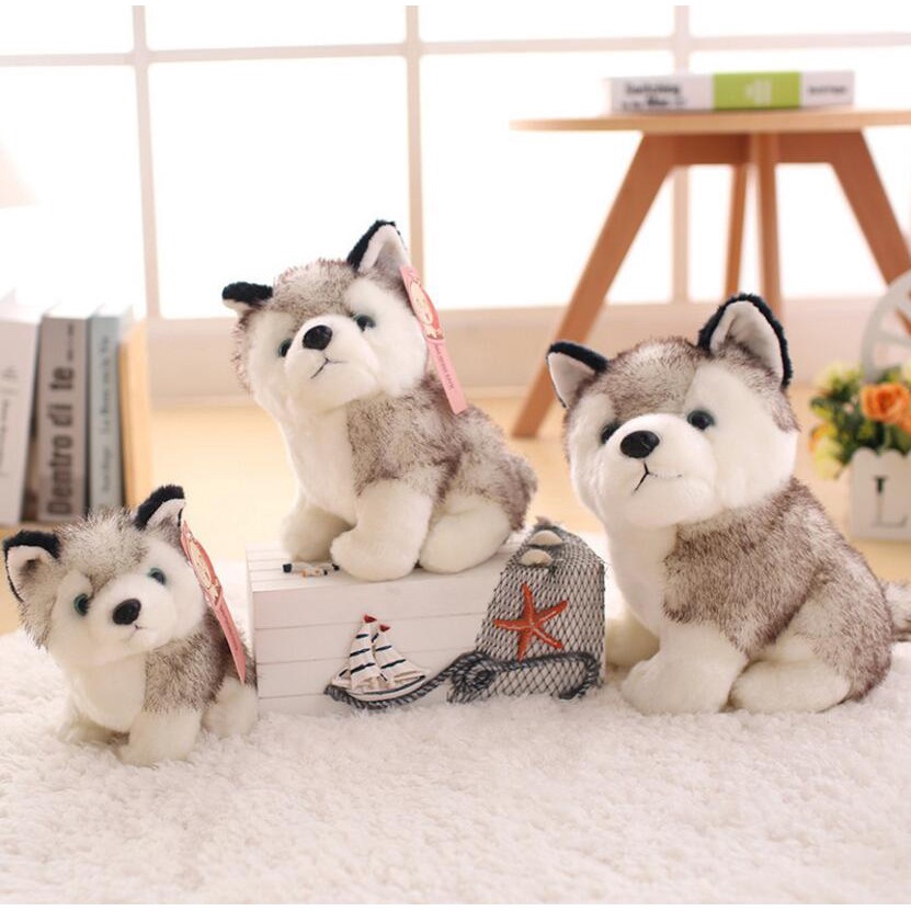 Thú Nhồi Bông Hình Chú Chó Husky Dễ Thương 20cm 7.9