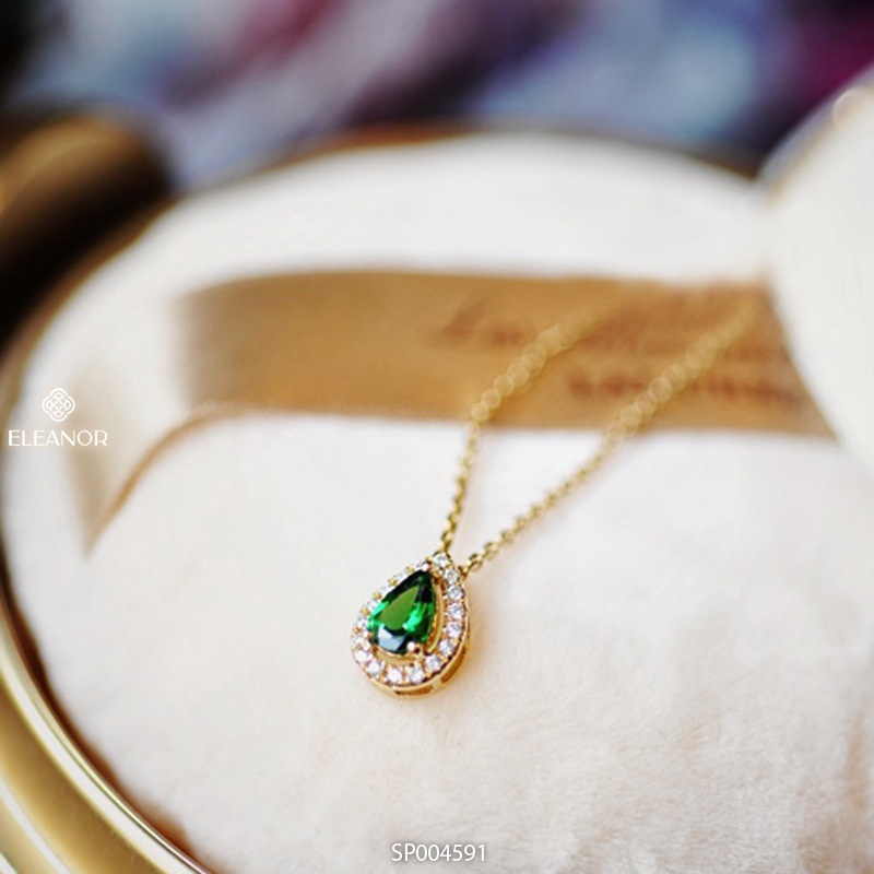 Dây chuyền nữ mặt hình giọt nước đính đá xanh Eleanor Accessories vòng cổ nữ viền đính đá phụ kiện trang sức dễ thương