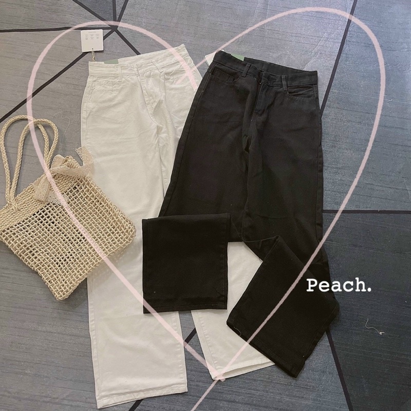 Quần Kaki Jeans mềm ống suông rộng thùng form siêu xinh (Ảnh thật)