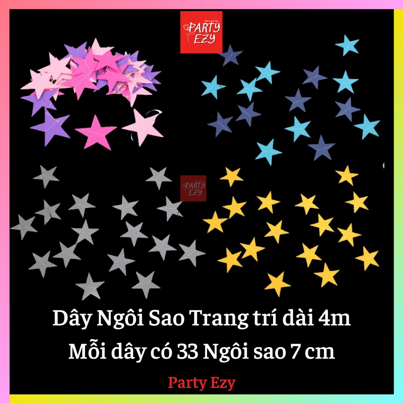 DÂY NGÔI SAO TRANG TRÍ DÀI 4M NHIỀU MÀU-PHỤ KIỆN TRANG TRÍ