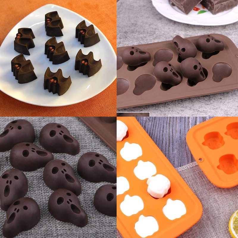 Khuôn Silicone Làm Bánh Kẹo Hình Đầu Lâu / Bí Ngô / Nón Phù Thủy 3D DIY