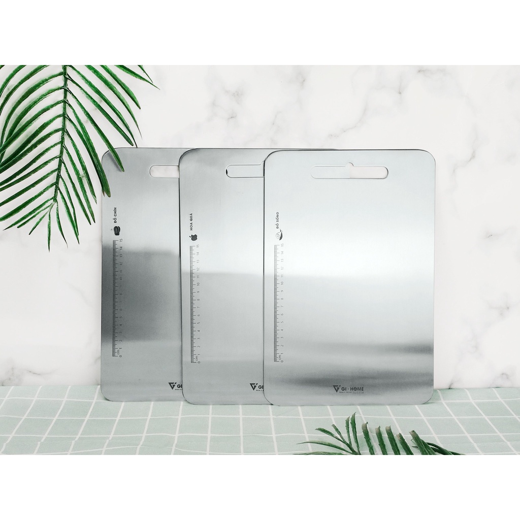 Thới inox 304 kháng khuẩn, thớt inox 2 mặt cao cấp, thới Gihome size lớn