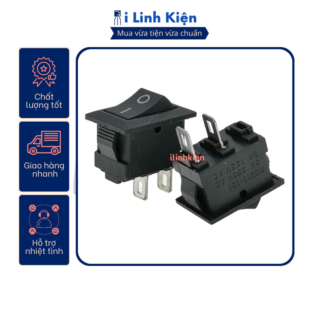 Công tắc bập bênh KCD11 2P 3A250V 10x15mm màu đen