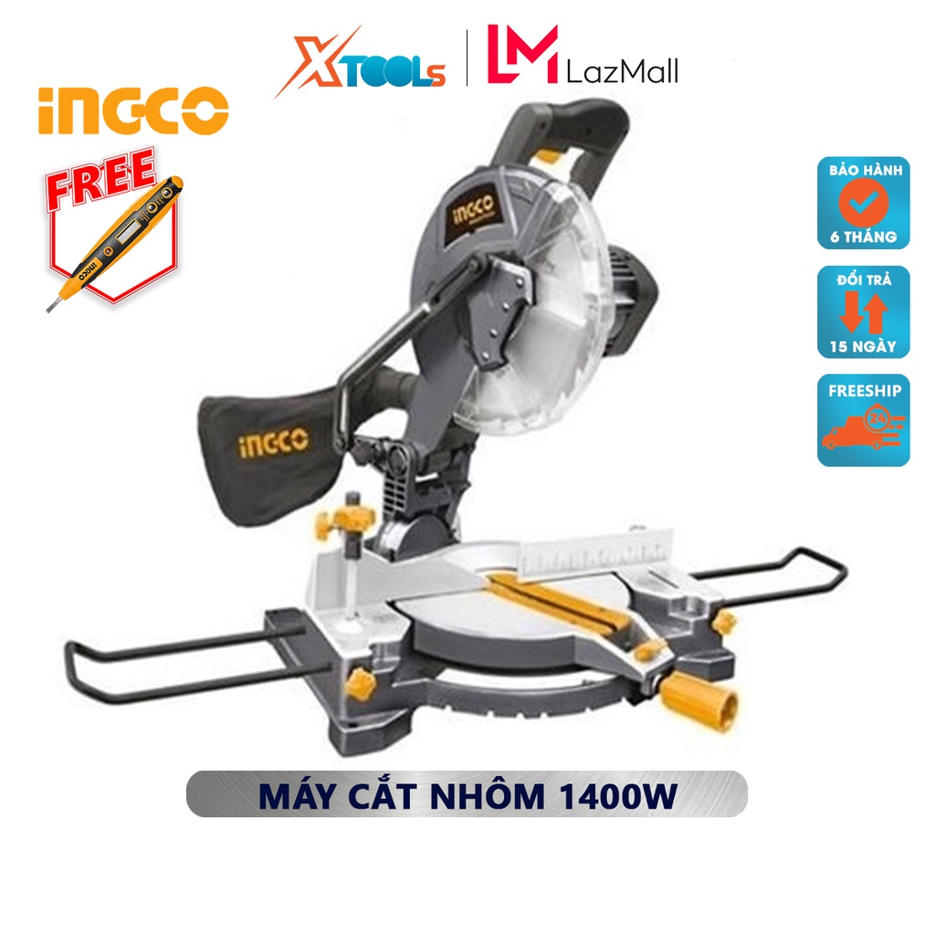 Máy cắt góc đa năng INGCO PBMIS14002 | máy cắt nhôm 1400W, Tốc độ không tải 2800 vòng/phút, 55mm x 120mm, thép không gỉ