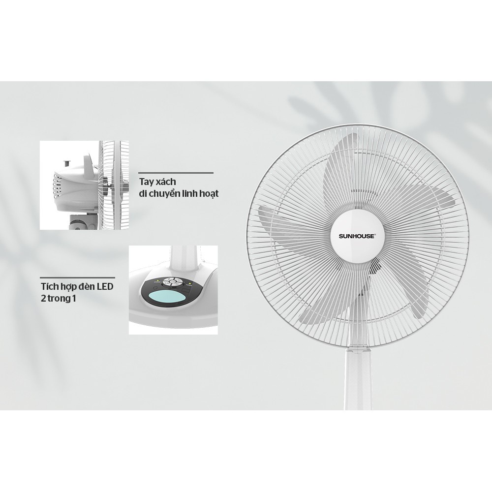 Quạt Sạc Tích Điện SUNHOUSE SHD7228 - Công Suất 24 W - Màu Đen