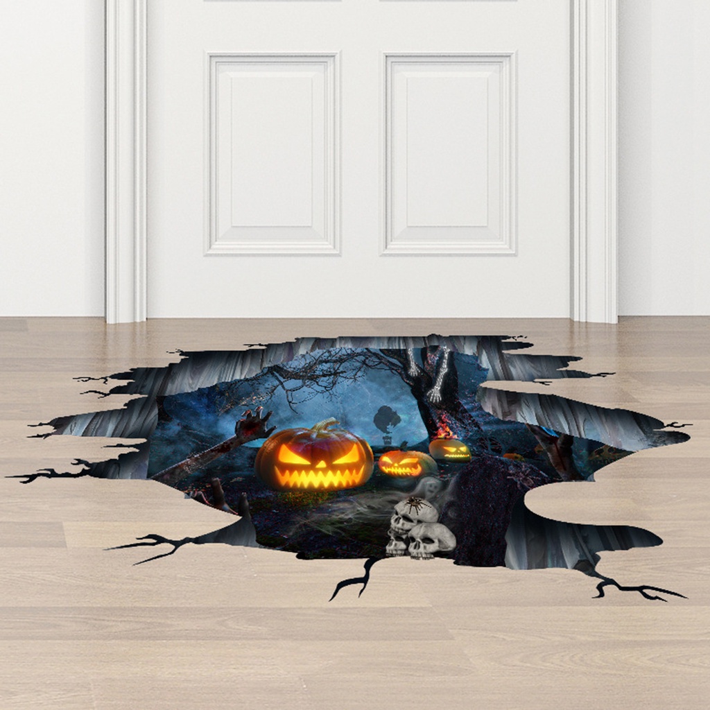 1 Set 2 Miếng Dán Sàn Nhà Hình Bàn Tay Gãy Trang Trí Halloween