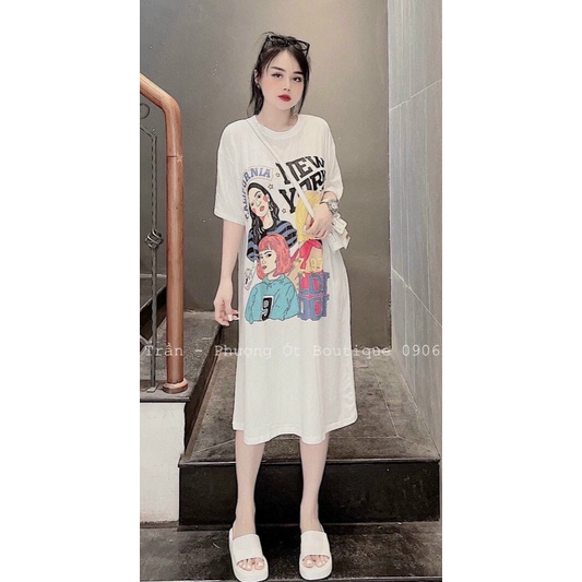 Mẫu HOT Đầm Cotton Dáng Suông Có In Hình Siêu Dễ Thương Mặc Nhà Đi Chơi Thoải Mái Siêu Đẹp UP