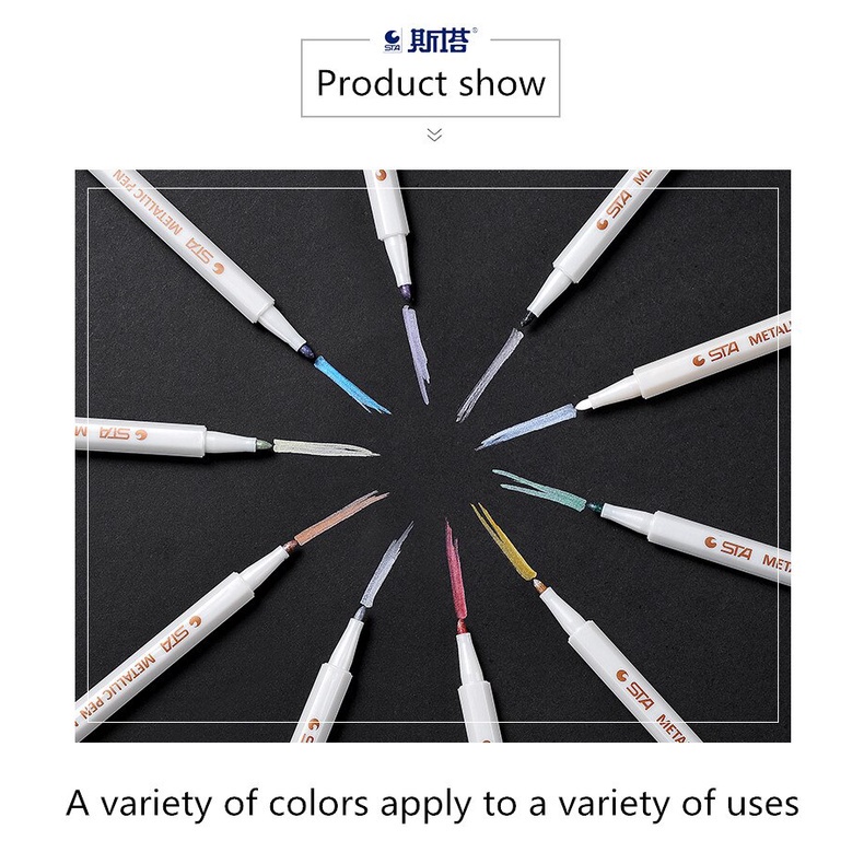 Bút đánh dấu ANGEL MARK STA kim loại ngòi mềm dùng cho chữ ký học vẽ tranh graffiti/ làm đồ thủ công 10 màu sắc