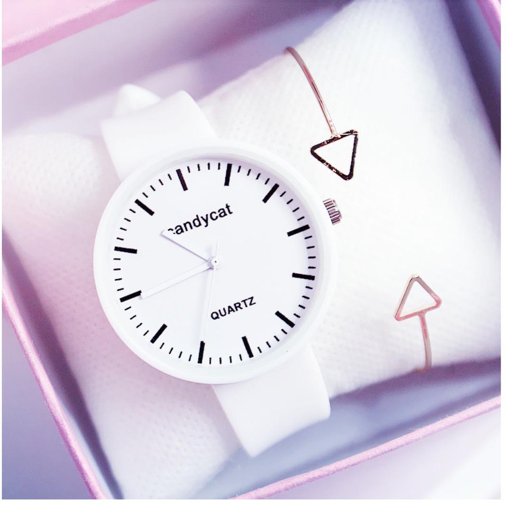 [Cực Đẹp] Đồng Hồ Nữ Dây Caosu Candycat Nhiều Màu Phong Cách Hàn Quốc - Hazo