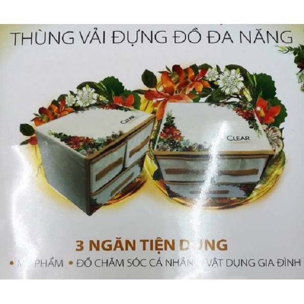 Tủ vải mini 2 tầng 3 ngăn - hộp vải đựng đồ lót tiện dụng