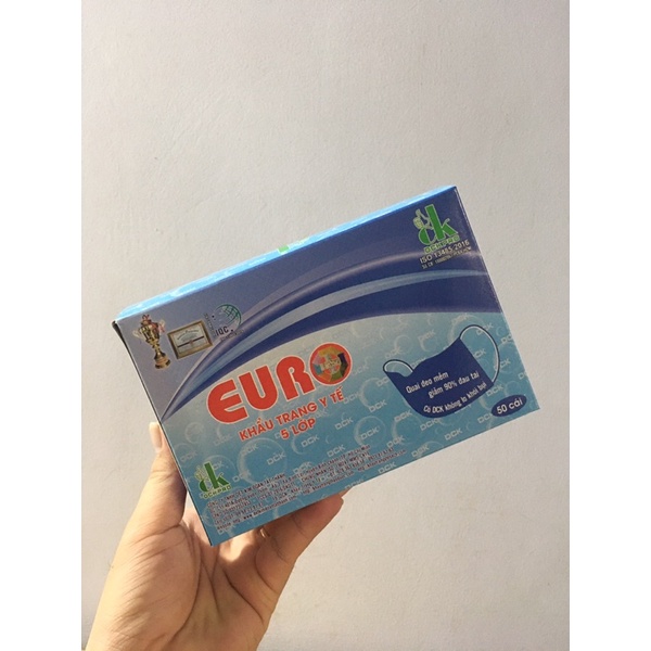 Khẩu Trang Y Tế Euro Xanh 5 Lớp 1 Hộp 50 Chiếc