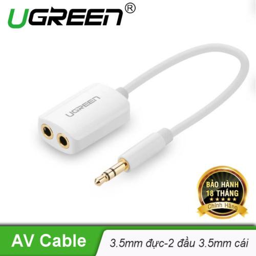 Cáp chia Audio 3.5mm 1 ra 2 tay nghe Cao Cấp Ugreen 10738 Chính Hãng màu trắng