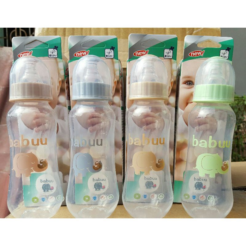 (Tặng kèm 1 núm) Bình sữa Babuu Baby Cổ hẹp nhựa PP dung tích 60/125/250ml