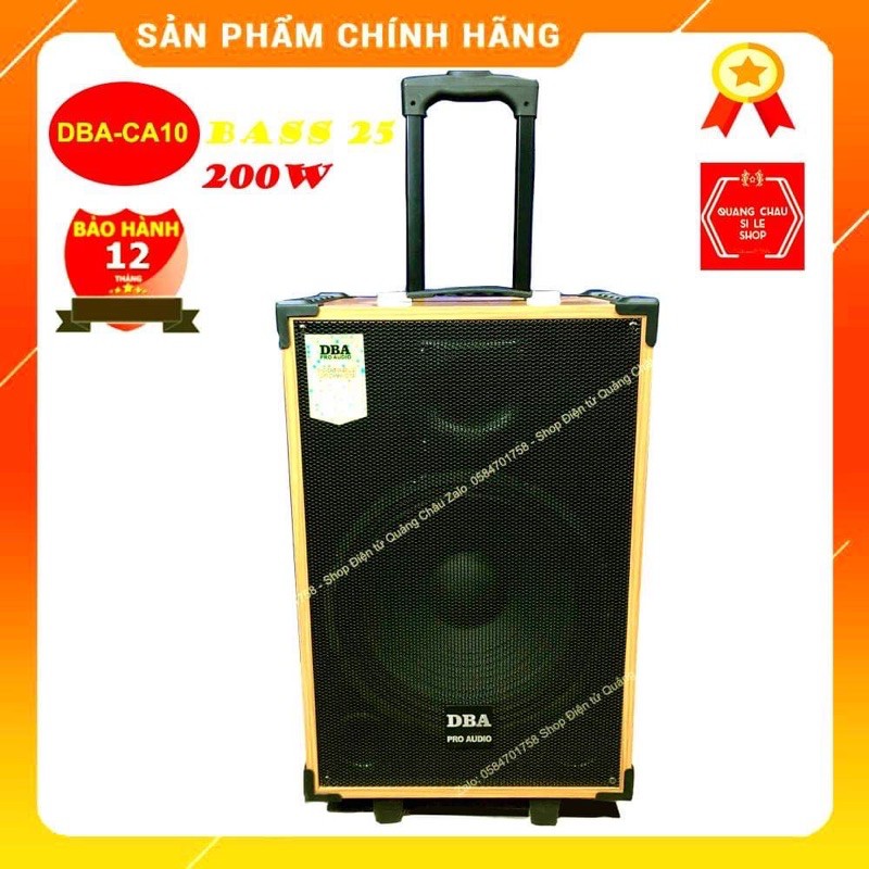 Loa Kéo DBA CA10 Bass 25 Bluetooth 4.0, kèm 2 mic Wireless, có khiển từ xa