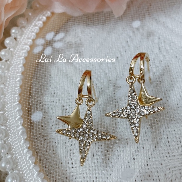 Bông tai nữ, khuyên tai mạ bạc 925 thiết kế đơn giản đính đá thời trang Lại La