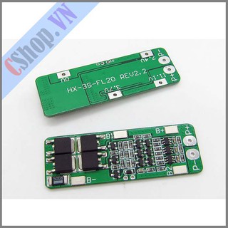 Mạch sạc và bào vệ pin – nối tiếp 3 cell pin 18650 12V 3S 15A