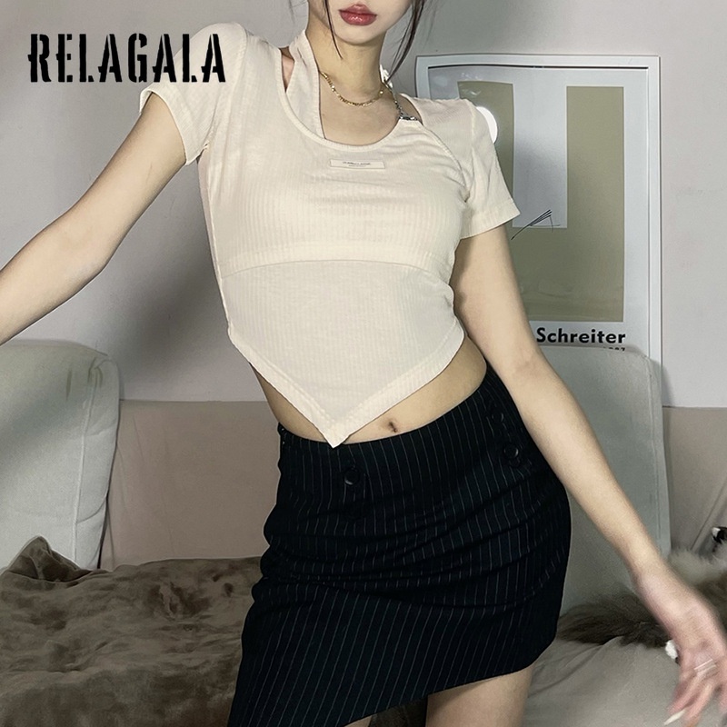 Áo Croptop Tay Ngắn Màu Trơn Dáng Ôm Thời Trang Cho Nữ