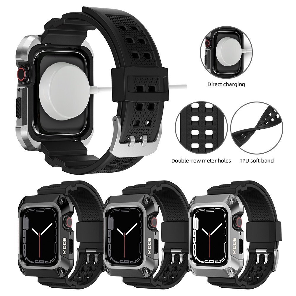 Bộ Dây Đồng Hồ Bằng Kim Loại Sang Trọng Cho IWatch Series 7 6 SE 5 4 45mm 44mm