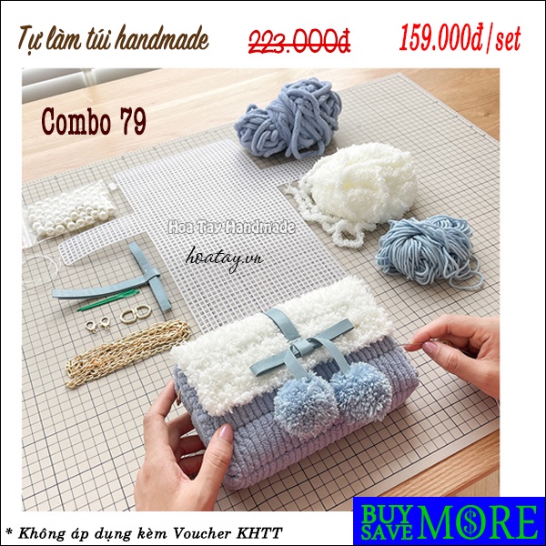 Combo 79- Tự làm túi đan len handmade Cherry, Bộ nguyên liệu đầy đủ.Túi handmade tiktok - Hàng có sẵn, có hướng dẫn.