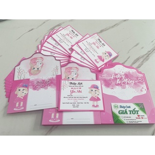 💛[RẺ NHÂT SHOPEE]Thiệp Thôi Nôi BÉ GÁI HỒNG