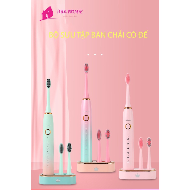 Bàn Chải Điện JIALAIYA 5IN1 Mềm Mịn Làm Sạch Hiệu Quả Tặng Kèm 5 Đầu Bàn Chải - DHA HOMIE