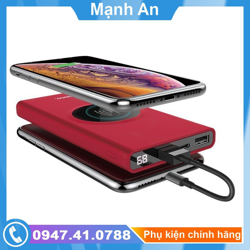 Pin Sạc Dự Phòng Không Dây Hoco J37 10000mAh - Sạc Chuẩn Qi - Hàng Chính Hãng