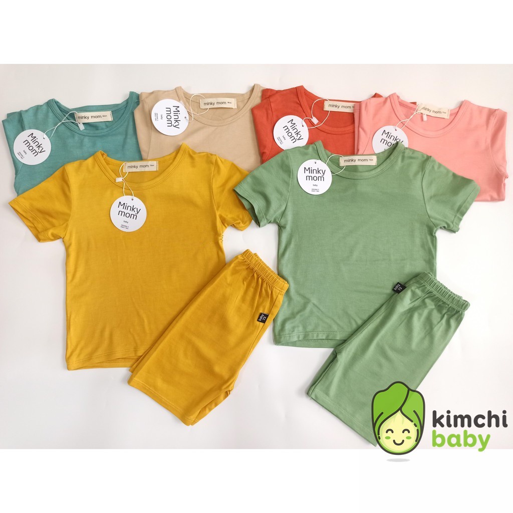 [COMBO 8 BỘ] Bộ Cộc Tay Thun Lạnh Minky Mom Bé Trai, Bé Gái Trơn, Đồ Bộ Cho Bé Mặc Ở Nhà MKM2101