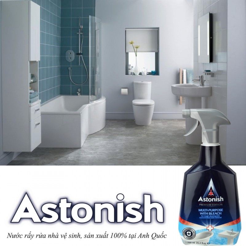 Bình xịt vệ sinh nhà tắm Astonish, xịt tẩy nấm mốc, nước lau kính Astonish 750ml, Hàng chính hãng