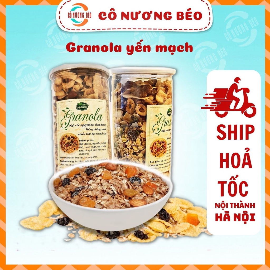 Ngũ cốc ăn kiêng giảm cân hũ 500g Granola yến mạch siêu hạt cao cấp