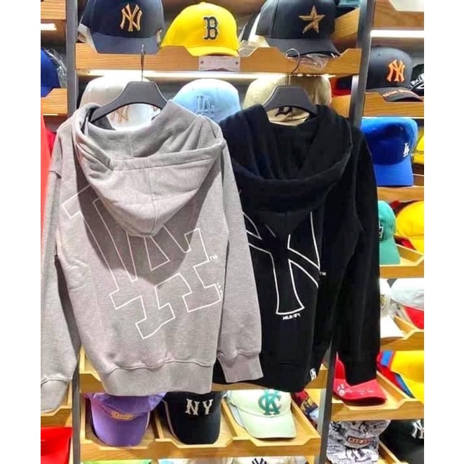 Áo hoodie chui có mũ Mlb mega logo La Ny nam nữ