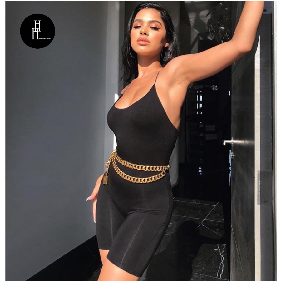 Jumpsuit đen ngắn ôm body HS130 Hỉn Hỉn Store