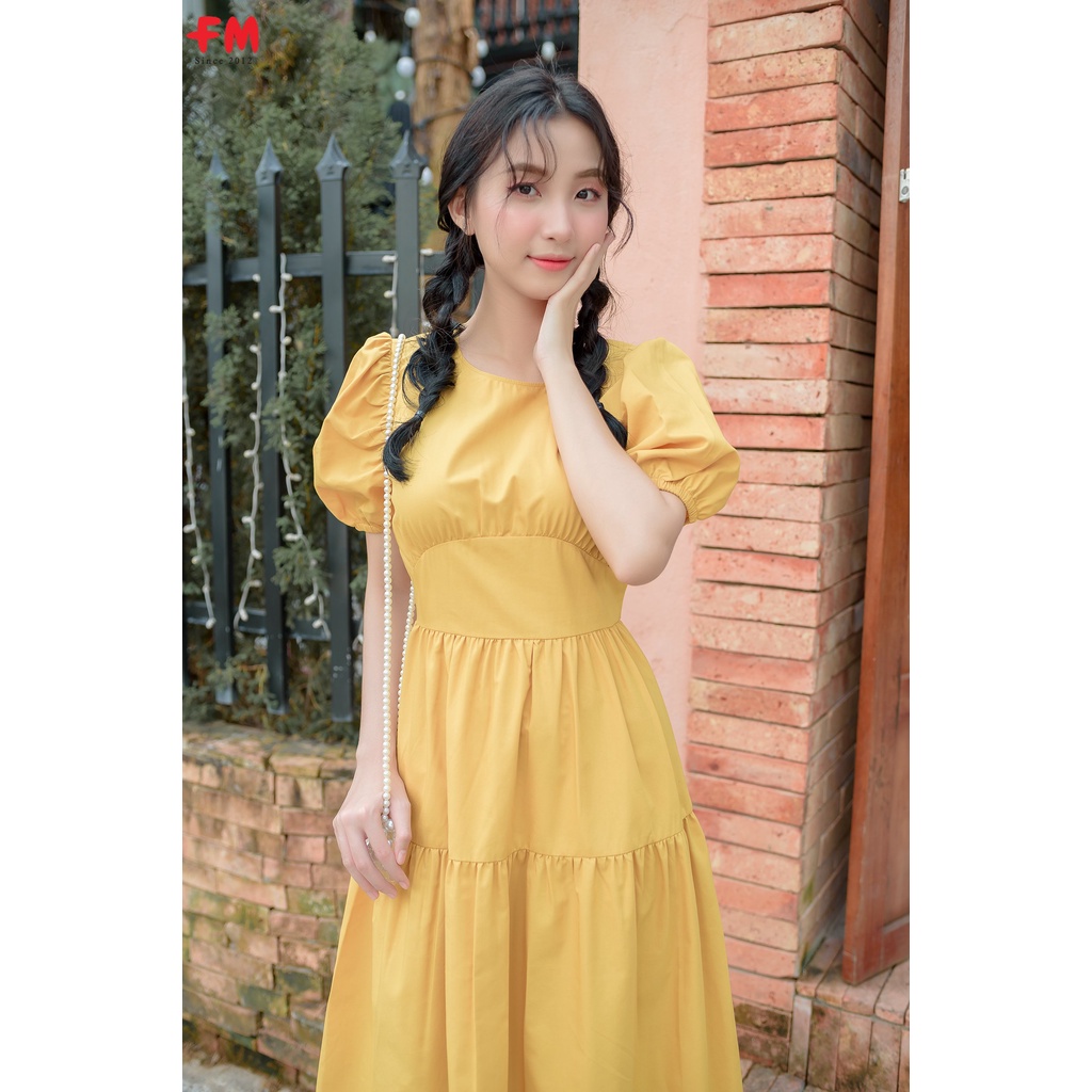 Váy nữ Fm Style tay phồng dáng dài phần eo cách điệu cổ tròn thời trang bánh bèo 220216403 | BigBuy360 - bigbuy360.vn
