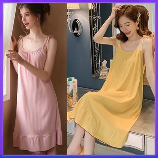 Women Pyjamas Soft Cotton Fabric Sling Pajamas Breathable Nightdress Ladies Sleepwear